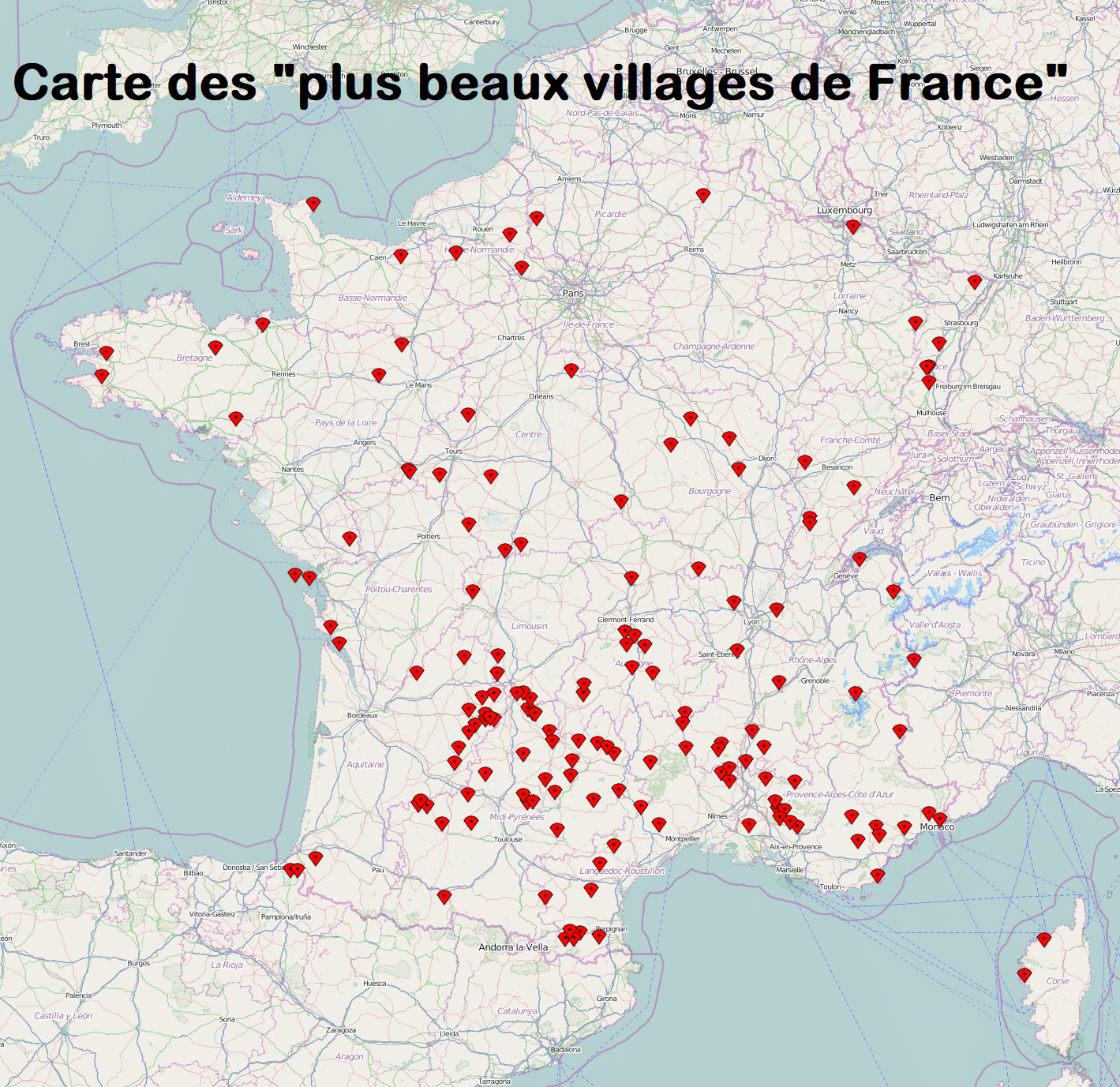 Les Plus Beaux Villages De France Map Map Of World