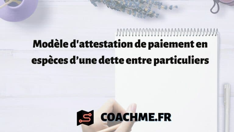 Attestation De Paiement En Espece