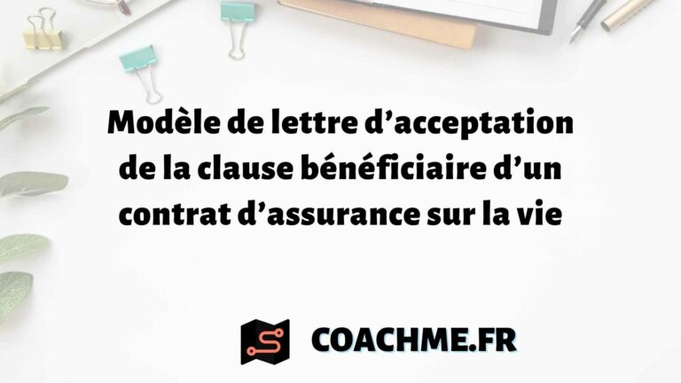 Lettre D’acceptation De La Clause Bénéficiaire D’un Contrat D’assurance ...